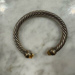 David Yurman cable bracelet sterling silver with yellow gold and citrine